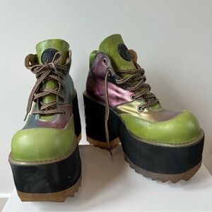 Destroy Green and Purple Iridescent Platform Boots